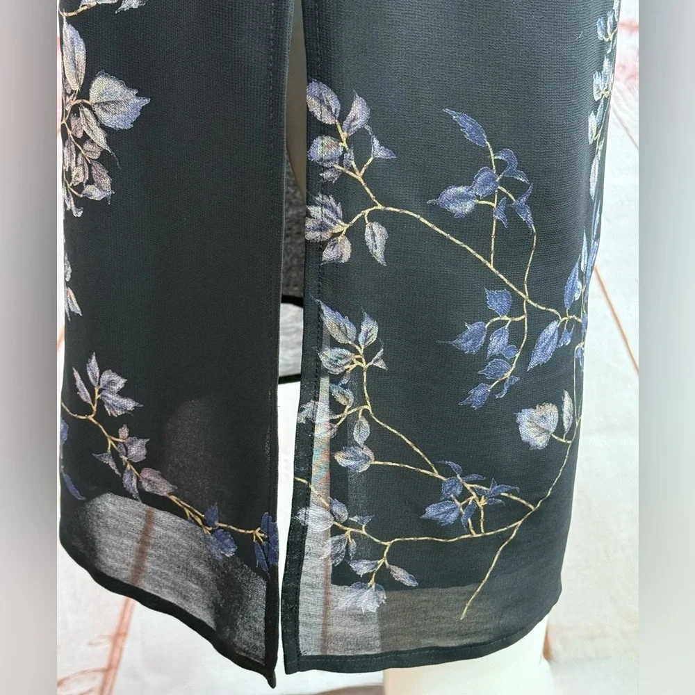 DONNA RICCO New York 2 PETITE Floral design on Black lined sheath maxi dress 2P - Picture 5 of 12